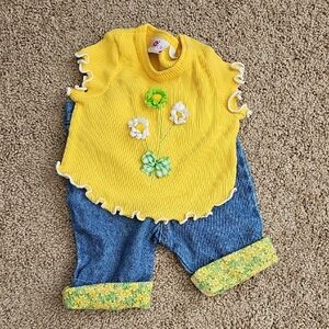 Cute Yellow Baby Top with Blue Jeans